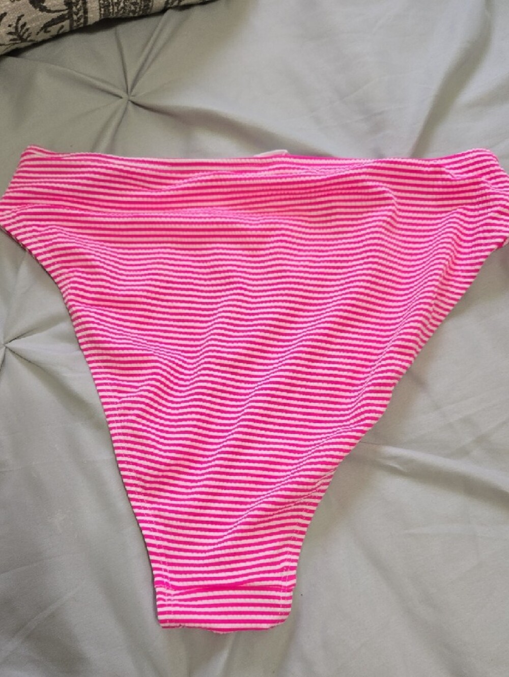 Cupshe Large High-Rise Pink Striped Bikini Bottom - Picture 3 of 3